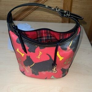 Dooney & Bourke medium Doggie bag purse Red color black carrying strap